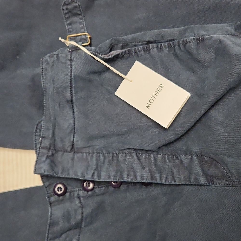Mother Denim high waist cropped wide leg navy blue pants- like new